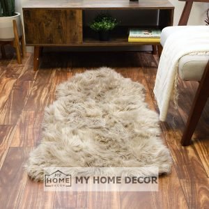 Light Brown Fluffy Faux Fur Mat