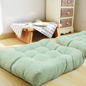 Square Shape Velvet Floor Cushions - Grass Green